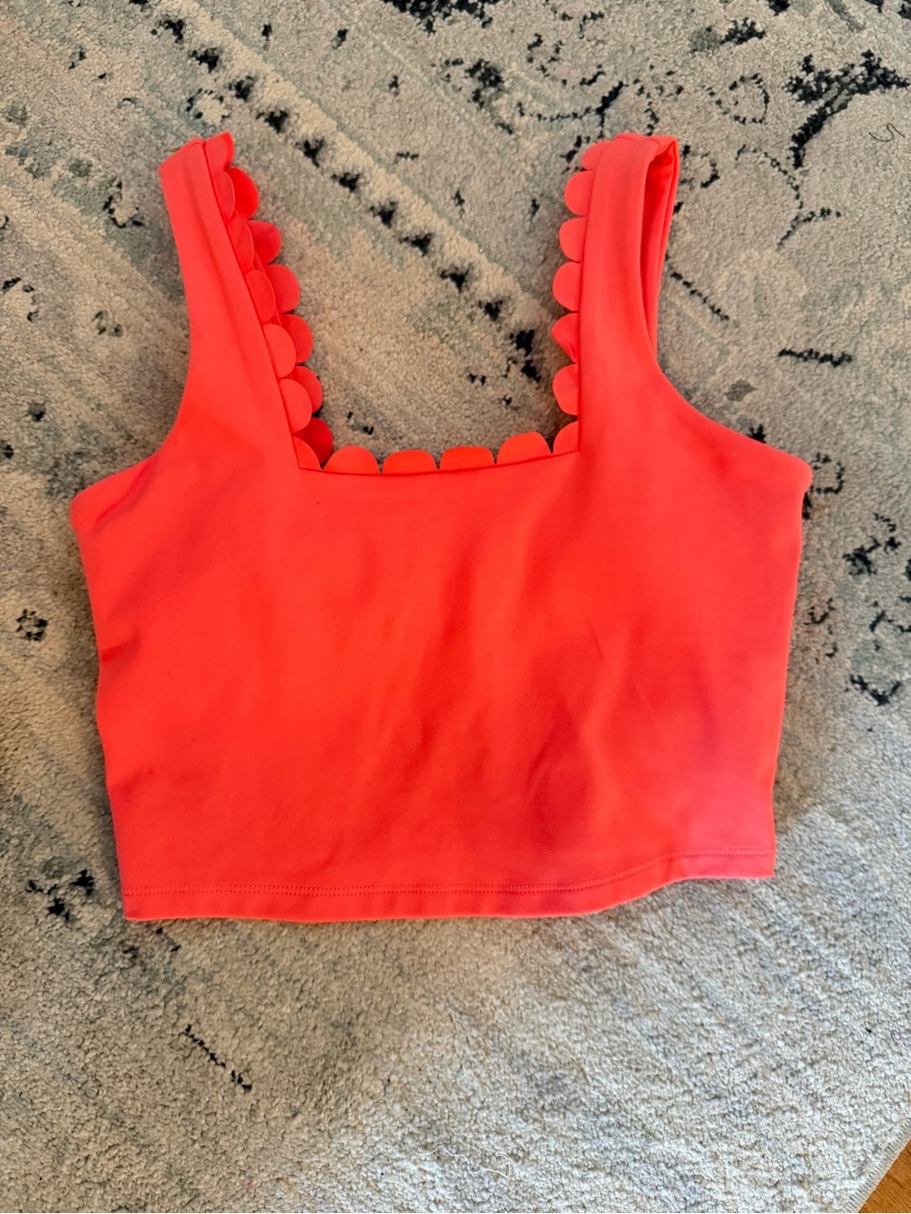 Aqua Athletics Scallop Edge Bra Tank Coral